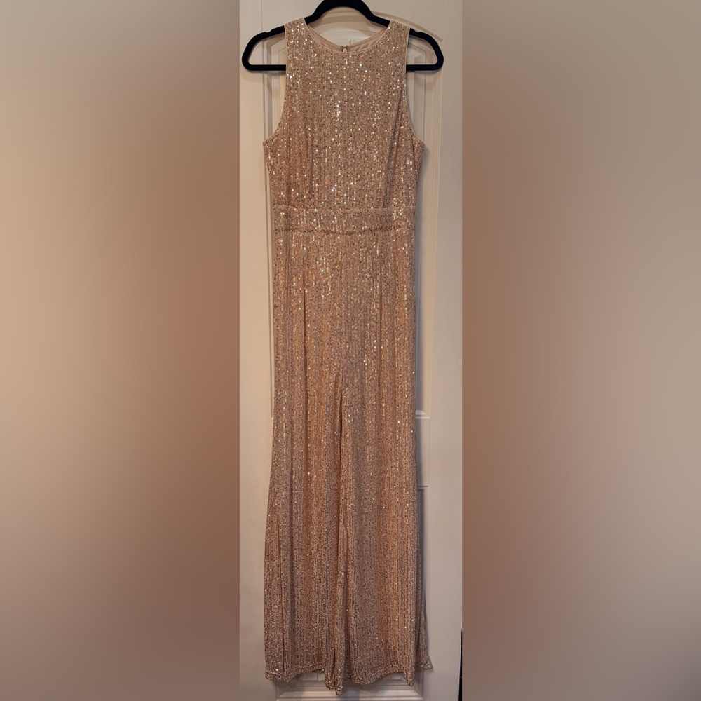 Flying Tomato Sequin Jumpsuit in Rose Gold - size medium